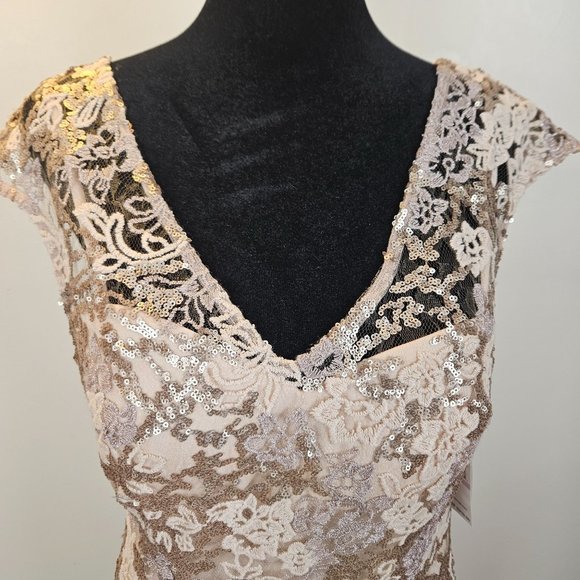 Alex Evenings Womens Elegant Pink Rose Sequined Zip Dress Party Wedding Size 6 - Picture 4 of 12